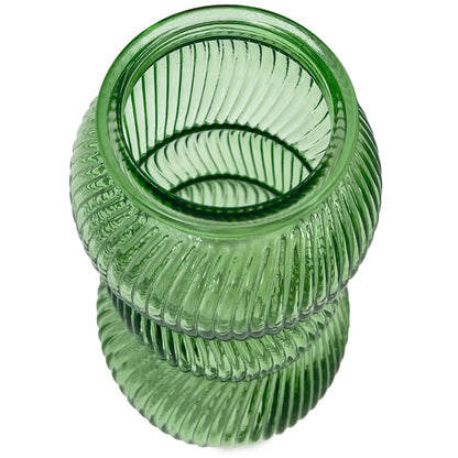 Pretty Bubble Green Glass Flower Bud Vase Ribbed Jar Home Decoration Ornament