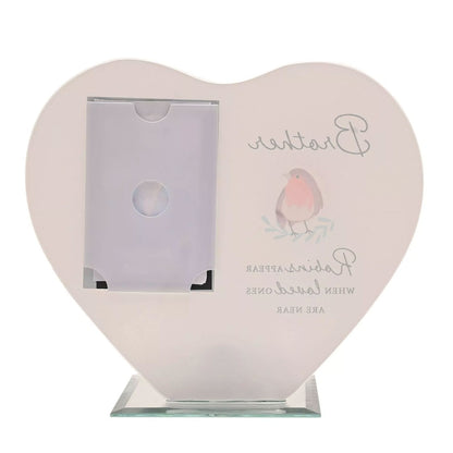 Brother Robin Heart Glass Memorial Remembrance Photo Frame with Tealight Holder