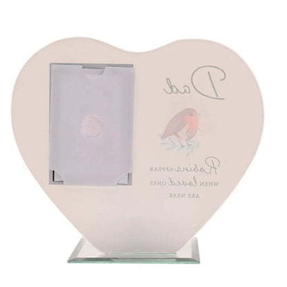 Dad Robin Heart Glass Memorial Remembrance Photo Frame with Tealight Holder