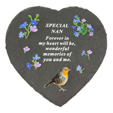 Load image into Gallery viewer, Special Nan Graveside Memorial Robin Slate Love Heart Grave Plaque Stepping Stone Ornament Decoration