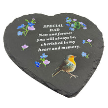 Load image into Gallery viewer, Special Dad Graveside Memorial Robin Slate Love Heart Grave Plaque Stepping Stone Ornament Decoration