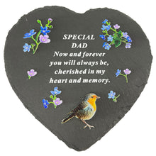 Load image into Gallery viewer, Special Dad Graveside Memorial Robin Slate Love Heart Grave Plaque Stepping Stone Ornament Decoration