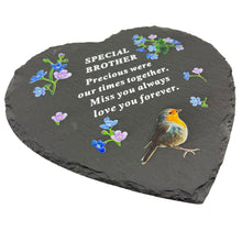 Load image into Gallery viewer, Special Brother Graveside Memorial Robin Slate Love Heart Grave Plaque Stepping Stone Ornament Decoration