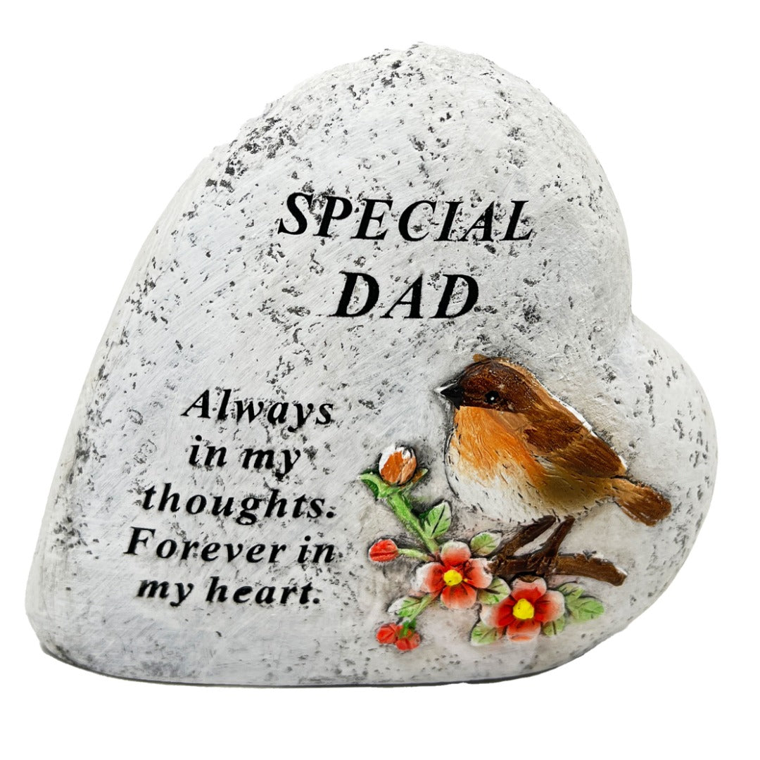 Special Dad Graveside Memorial Love Heart Robin Floral Grave Plaque Ornament Decoration