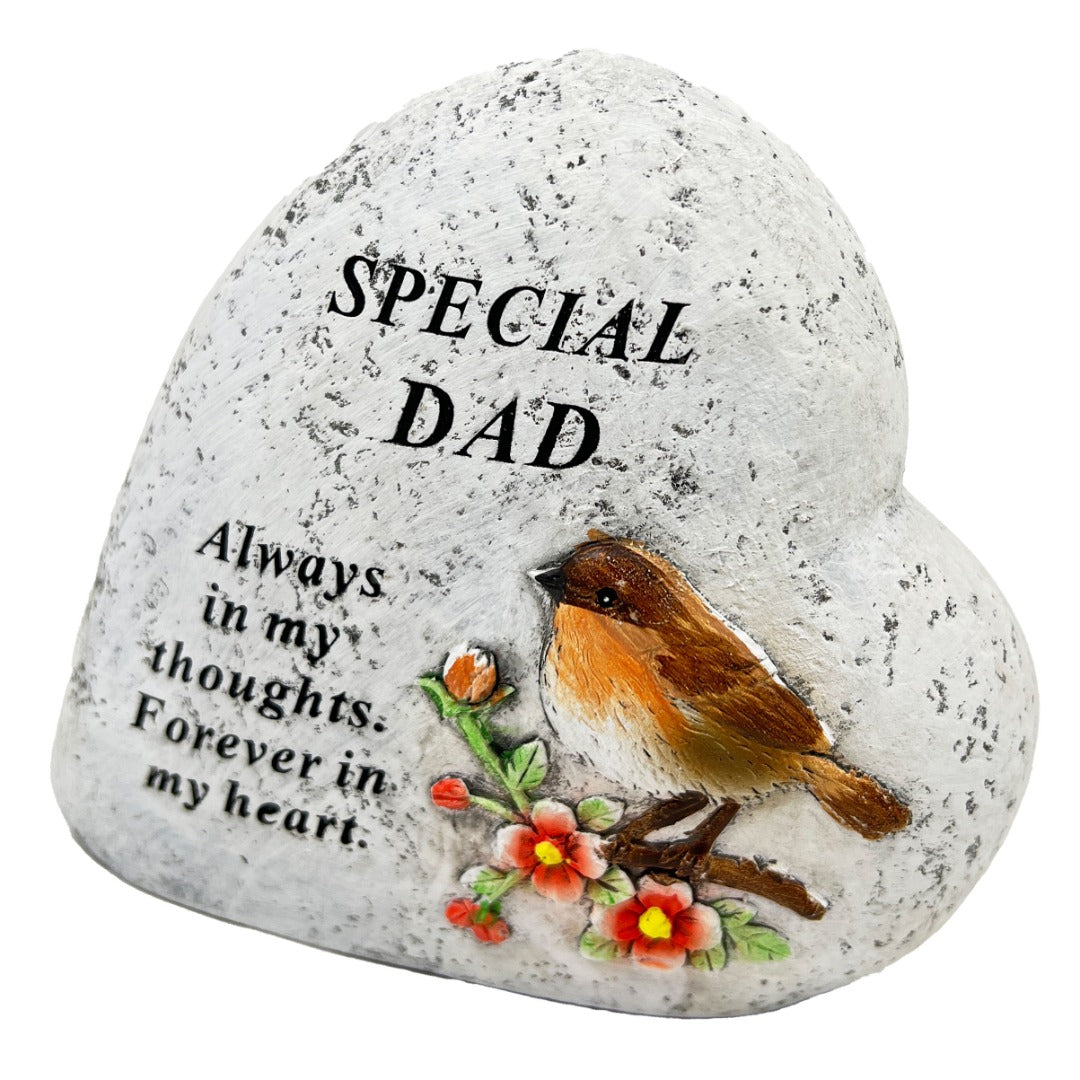 Special Dad Graveside Memorial Love Heart Robin Floral Grave Plaque Ornament Decoration