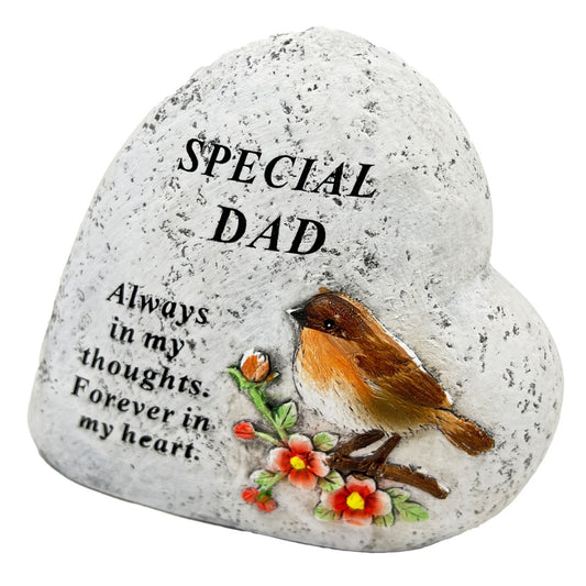 Special Dad Graveside Memorial Love Heart Robin Floral Grave Plaque Ornament Decoration