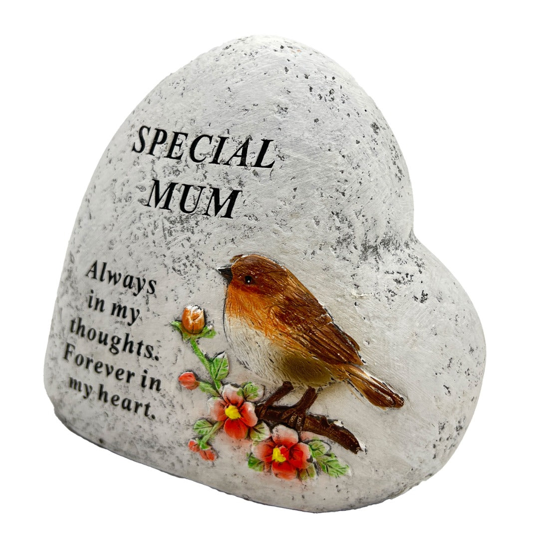 Special Mum Graveside Memorial Love Heart Robin Floral Grave Plaque Ornament Decoration