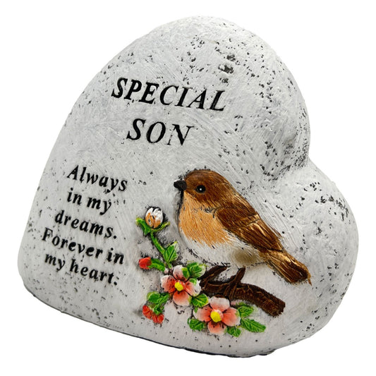 Special Son Graveside Memorial Love Heart Robin Floral Grave Plaque Ornament Decoration