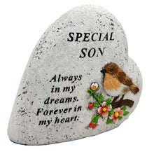 Load image into Gallery viewer, Special Son Graveside Memorial Love Heart Robin Floral Grave Plaque Ornament Decoration