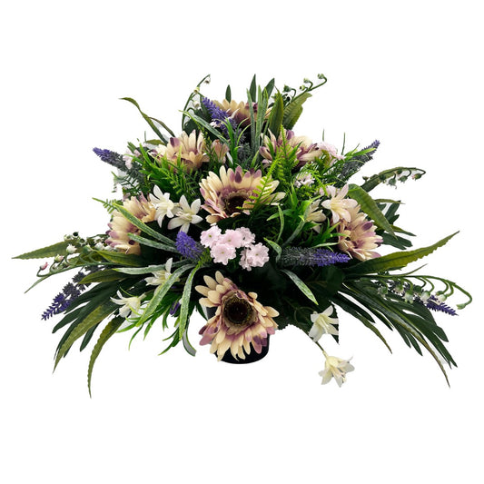Jean Blush Gerbera Daisy Artificial Flower Graveside Cemetery Memorial Arrangement