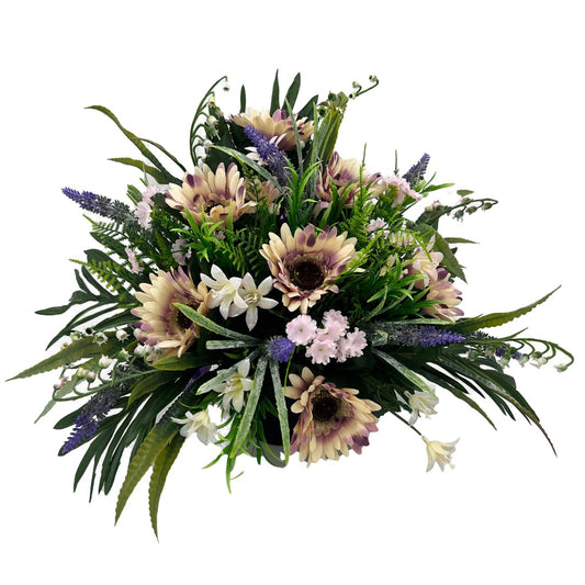 Jean Blush Gerbera Daisy Artificial Flower Graveside Cemetery Memorial Arrangement