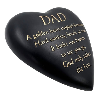 DAD Graveside Memorial Black Gold Love Golden Heart Grave Plaque Ornament Decoration