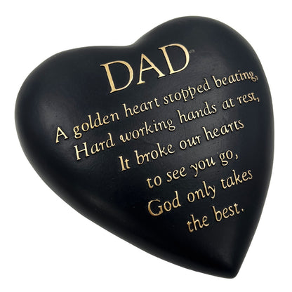 DAD Graveside Memorial Black Gold Love Golden Heart Grave Plaque Ornament Decoration