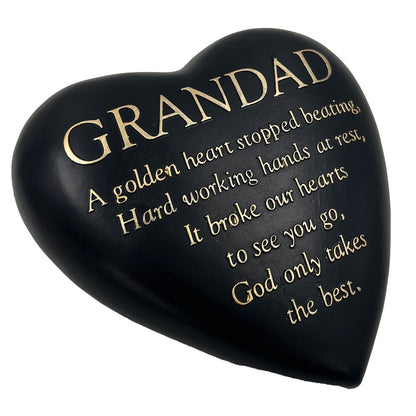 GRANDAD Graveside Memorial Black Gold Love Golden Heart Grave Plaque Ornament Decoration
