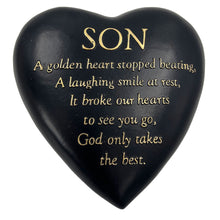 Load image into Gallery viewer, SON Graveside Memorial Black Gold Love Golden Heart Grave Plaque Ornament Decoration