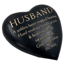 Load image into Gallery viewer, HUSBAND Graveside Memorial Black Gold Love Golden Heart Grave Plaque Ornament Decoration