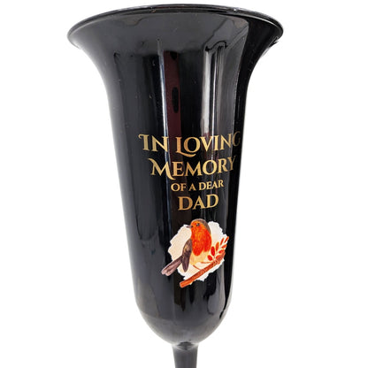 Set of 2 Robin Memorial Grave Flower Vases Spike In Loving Memory Dad