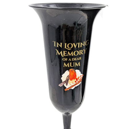 Set of 2 In Loving Memory Mum Robin Memorial Grave Flower Vases Spike