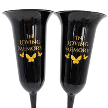 Load image into Gallery viewer, Set of 2 In Loving Memory Grave Vases ? Butterfly Memorial Cemetery Flower Holders with Spike ? Weatherproof Graveside Tribute