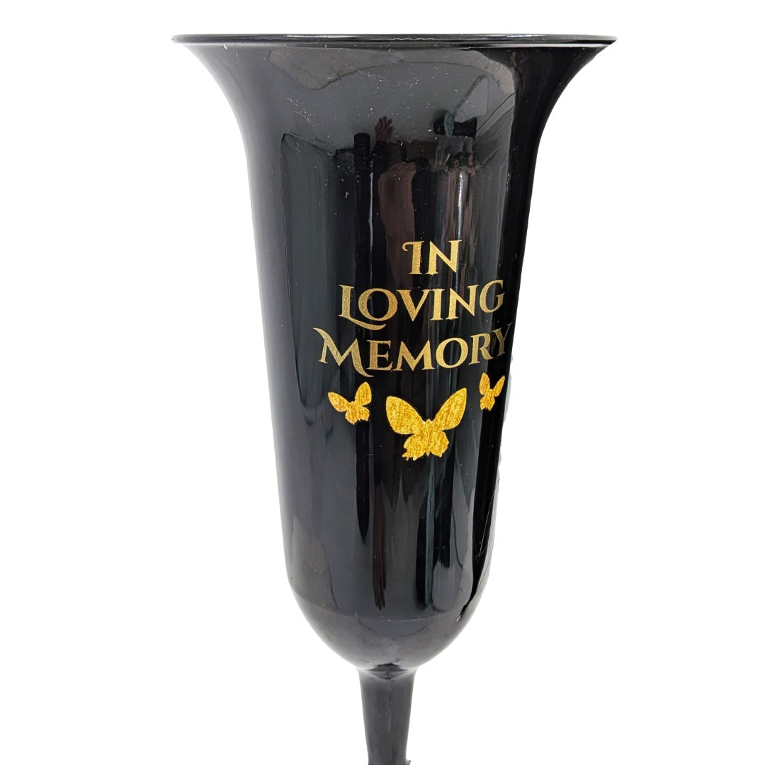 Set of 2 In Loving Memory Grave Vases Butterfly Memorial Cemetery Flower Holders with Spike Weatherproof Graveside Tribute