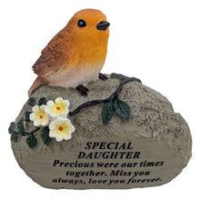 Load image into Gallery viewer, Special Daughter Graveside Memorial Robin Bird Resin Stone Grave Plaque Ornament Decoration Sadly Missed