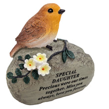 Load image into Gallery viewer, Special Daughter Graveside Memorial Robin Bird Resin Stone Grave Plaque Ornament Decoration Sadly Missed