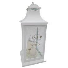 Load image into Gallery viewer, Dad Memorial LED Lantern In Loving Memory White Graveside Grave Memorial Light with 3 Candles &amp; Butterflies