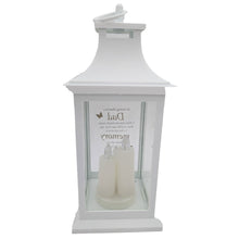 Load image into Gallery viewer, Dad Memorial LED Lantern In Loving Memory White Graveside Grave Memorial Light with 3 Candles &amp; Butterflies