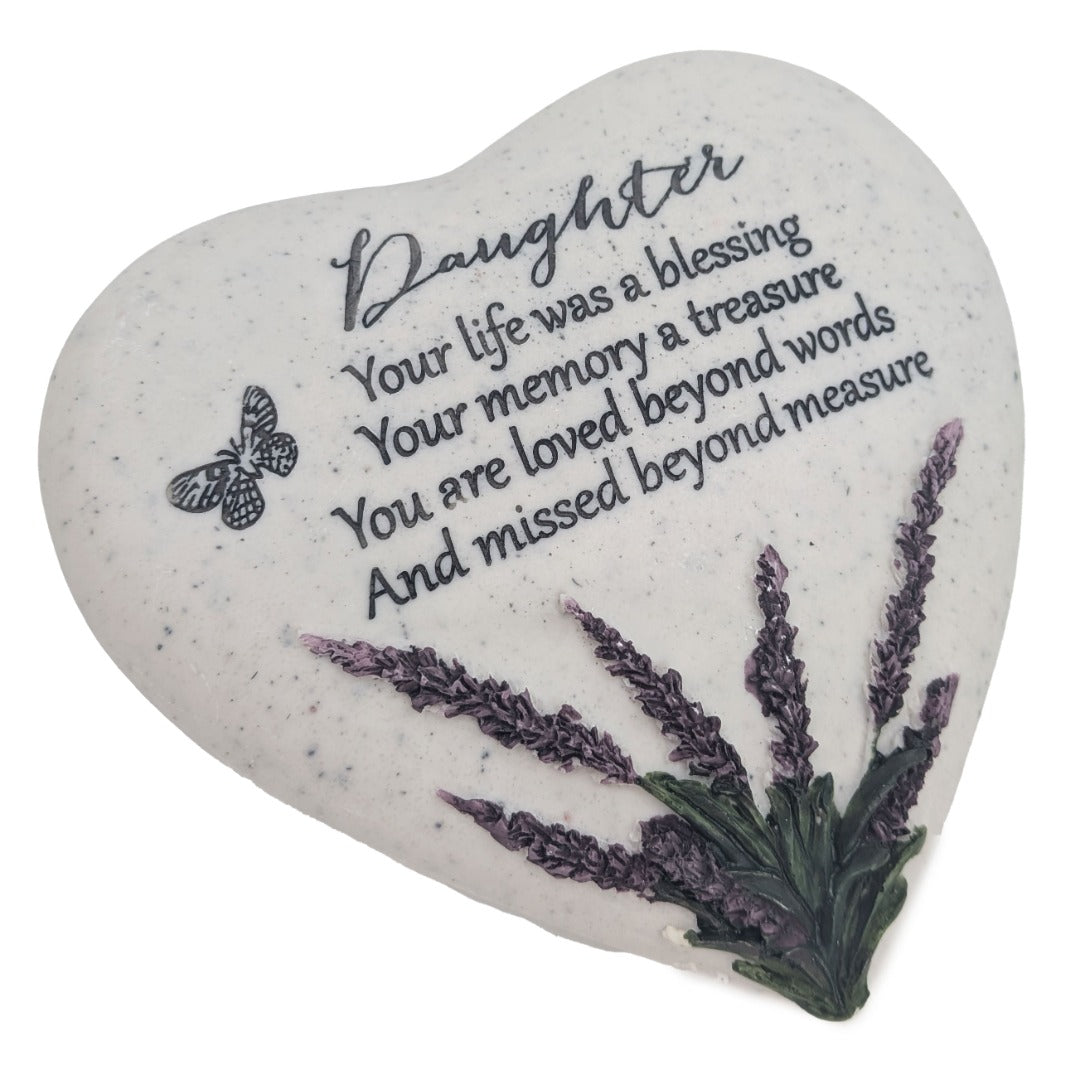 Special Daughter Graveside Memorial Lavender Flower Love Heart Grave Plaque Ornament Decoration