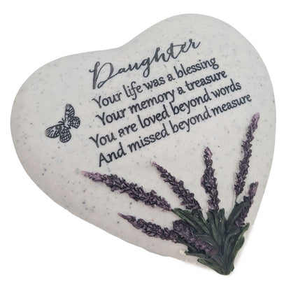 Special Daughter Graveside Memorial Lavender Flower Love Heart Grave Plaque Ornament Decoration