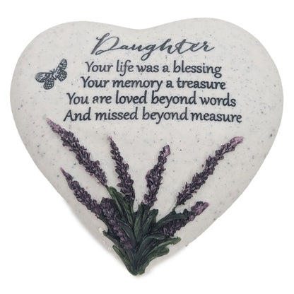 Special Daughter Graveside Memorial Lavender Flower Love Heart Grave Plaque Ornament Decoration