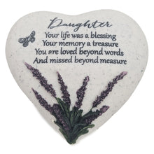 Load image into Gallery viewer, Special Daughter Graveside Memorial Lavender Flower Love Heart Grave Plaque Ornament Decoration