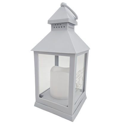 Mum Memorial LED Lantern In Loving Memory Grey Graveside Grave Light with Candle Timer
