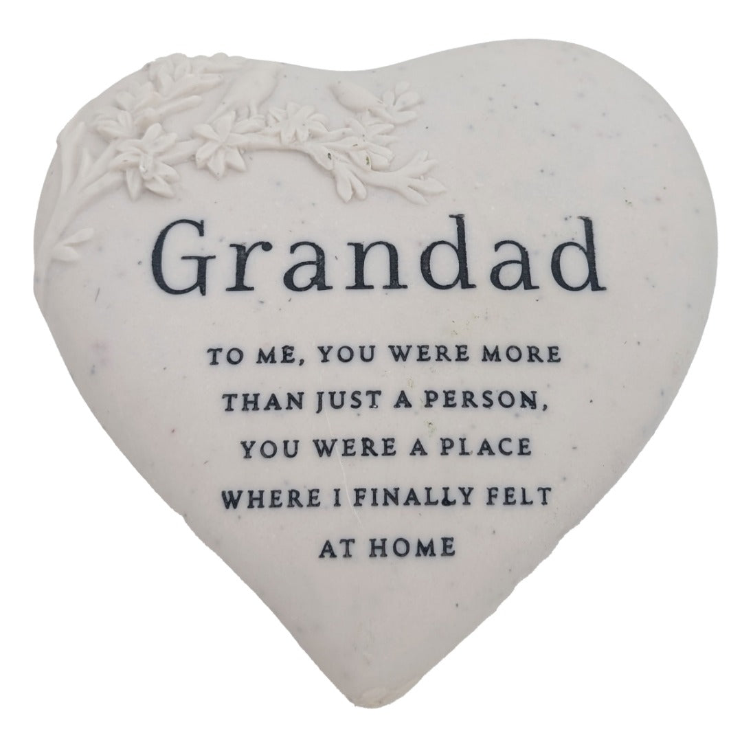Grandad Memorial Floral Bird Heart Plaque Graveside or Garden Remembrance Ornament