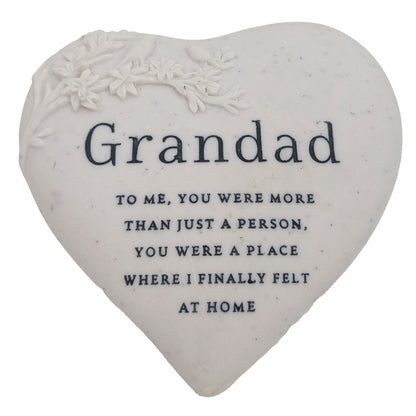 Grandad Memorial Floral Bird Heart Plaque Graveside or Garden Remembrance Ornament
