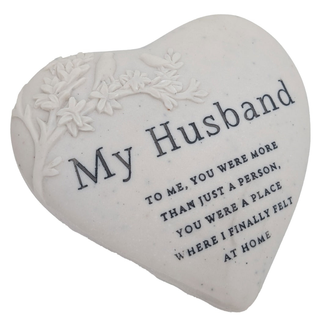 Husband Memorial Floral Bird Heart Plaque Graveside or Garden Remembrance Ornament