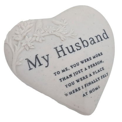 Husband Memorial Floral Bird Heart Plaque Graveside or Garden Remembrance Ornament