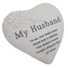 Load image into Gallery viewer, Husband Memorial Floral Bird Heart Plaque Graveside or Garden Remembrance Ornament