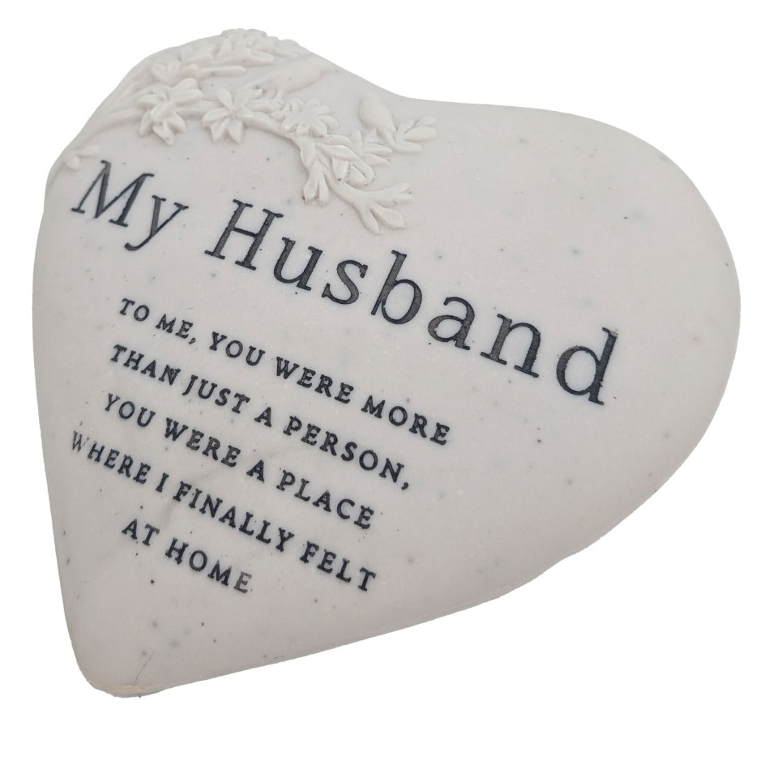 Husband Memorial Floral Bird Heart Plaque Graveside or Garden Remembrance Ornament