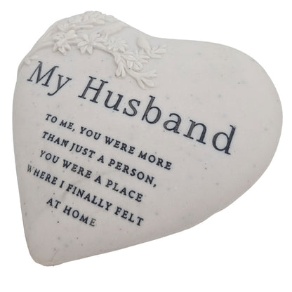 Husband Memorial Floral Bird Heart Plaque Graveside or Garden Remembrance Ornament