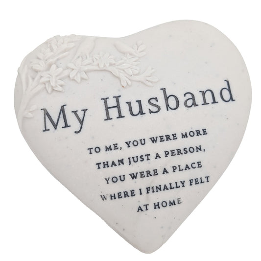 Husband Memorial Floral Bird Heart Plaque Graveside or Garden Remembrance Ornament