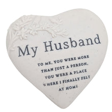 Load image into Gallery viewer, Husband Memorial Floral Bird Heart Plaque Graveside or Garden Remembrance Ornament