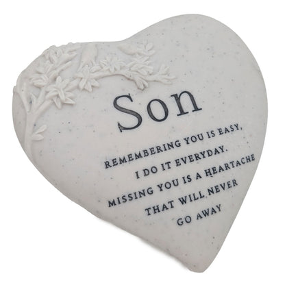Son Memorial Floral Bird Heart Plaque Graveside or Garden Remembrance Ornament