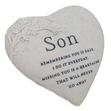 Load image into Gallery viewer, Son Memorial Floral Bird Heart Plaque Graveside or Garden Remembrance Ornament