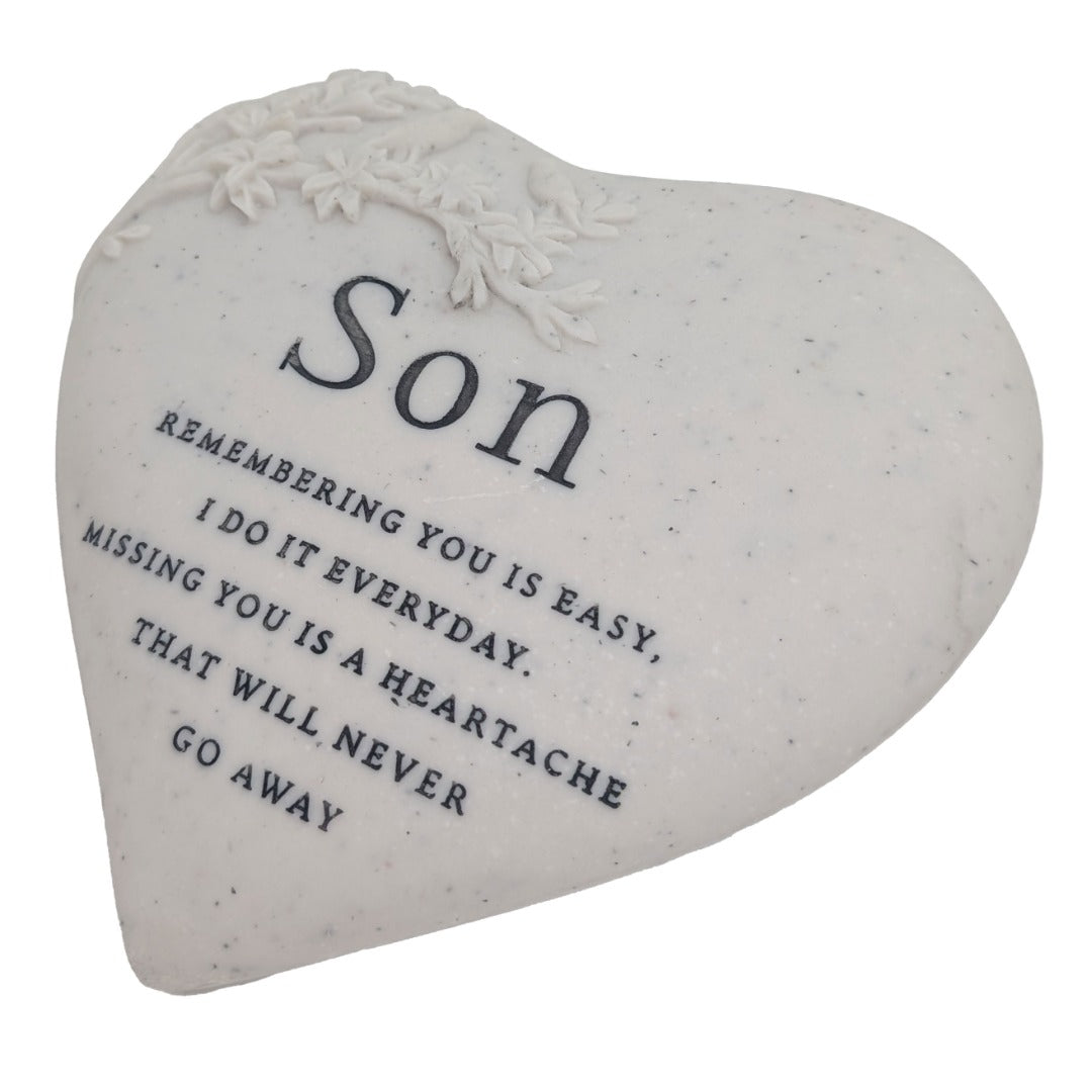 Son Memorial Floral Bird Heart Plaque Graveside or Garden Remembrance Ornament