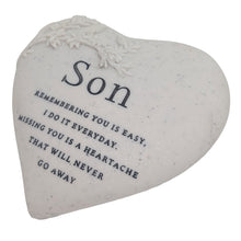 Load image into Gallery viewer, Son Memorial Floral Bird Heart Plaque Graveside or Garden Remembrance Ornament