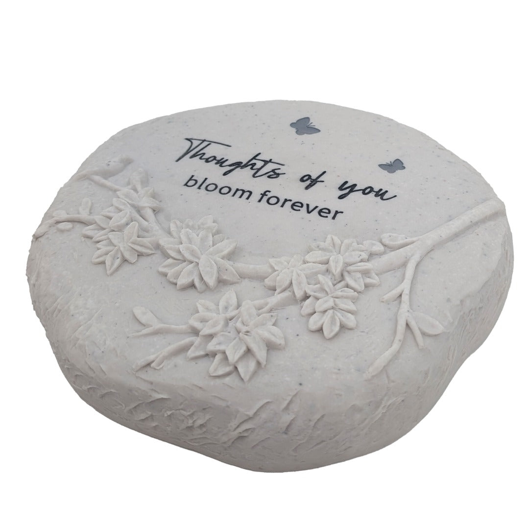 Thoughts of You Bloom Forever Memorial Graveside Stepping Stone Floral Tree Butterfly Garden Grave Plaque Ornament Tribute