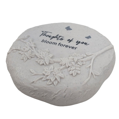 Thoughts of You Bloom Forever Memorial Graveside Stepping Stone Floral Tree Butterfly Garden Grave Plaque Ornament Tribute