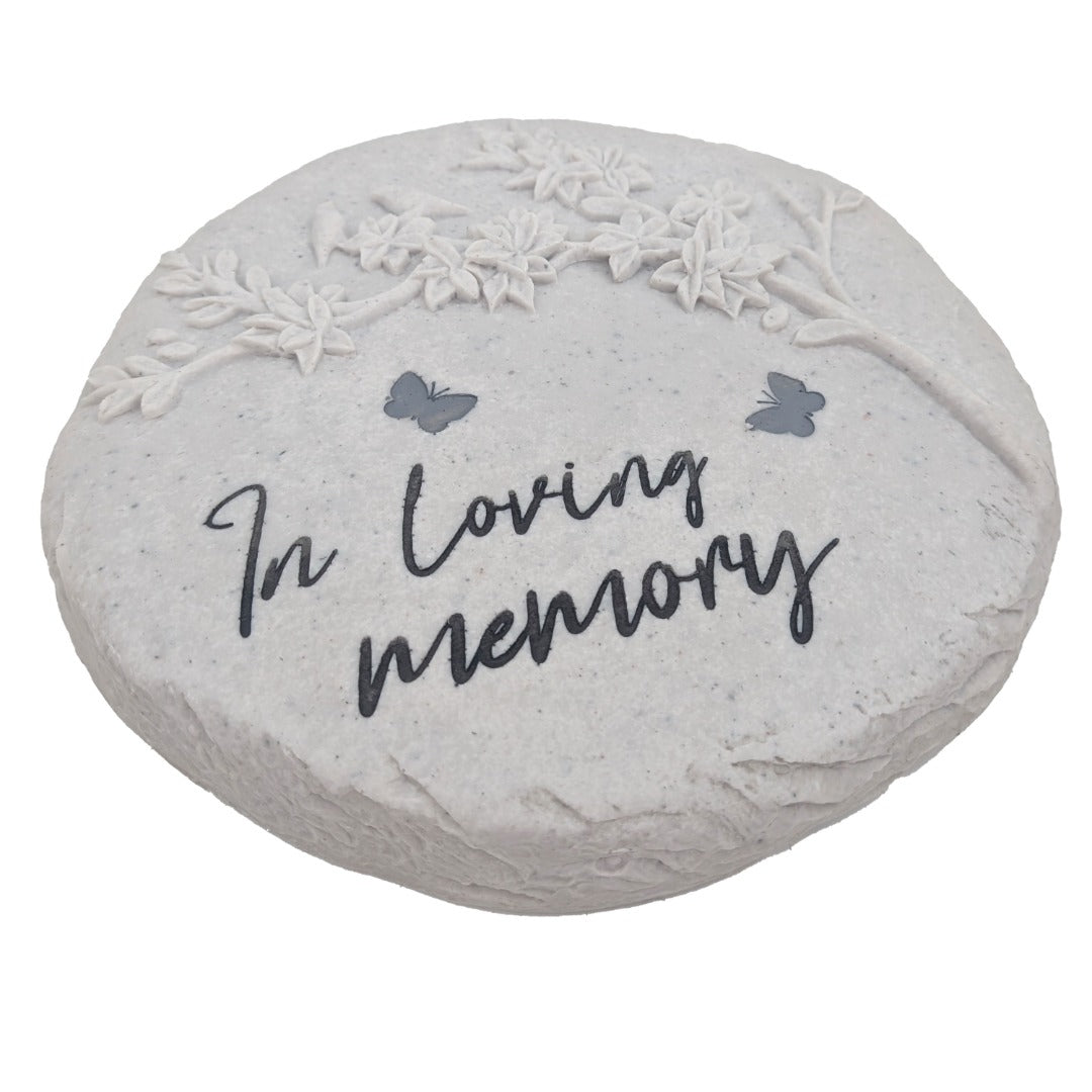 In Loving Memory Memorial Graveside Stepping Stone Floral Tree Bird Butterfly Garden Grave Plaque Ornament Tribute