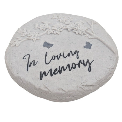 In Loving Memory Memorial Graveside Stepping Stone Floral Tree Bird Butterfly Garden Grave Plaque Ornament Tribute